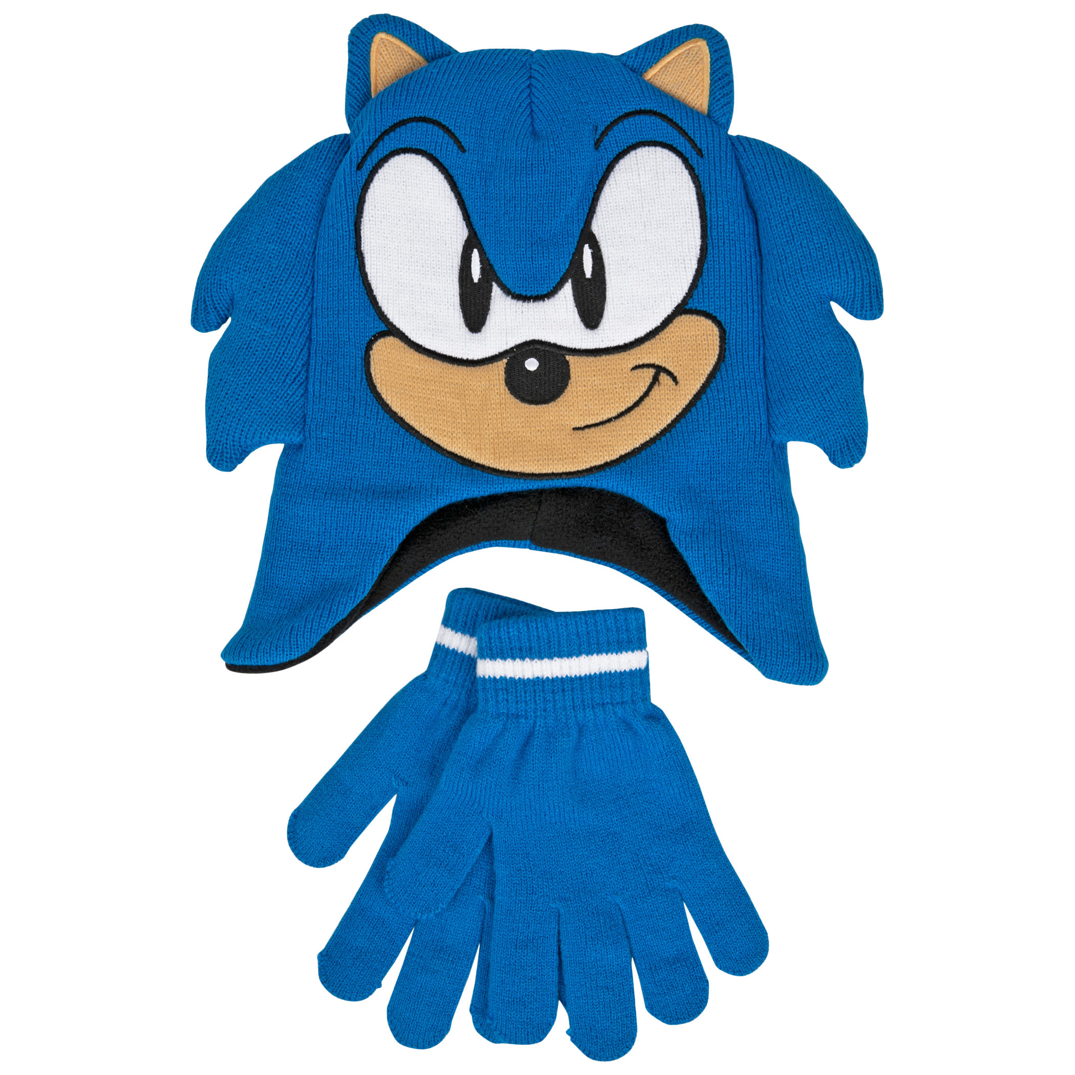 Sonic the Hedgehog Character Head Kids Knit Beanie & Glove Set